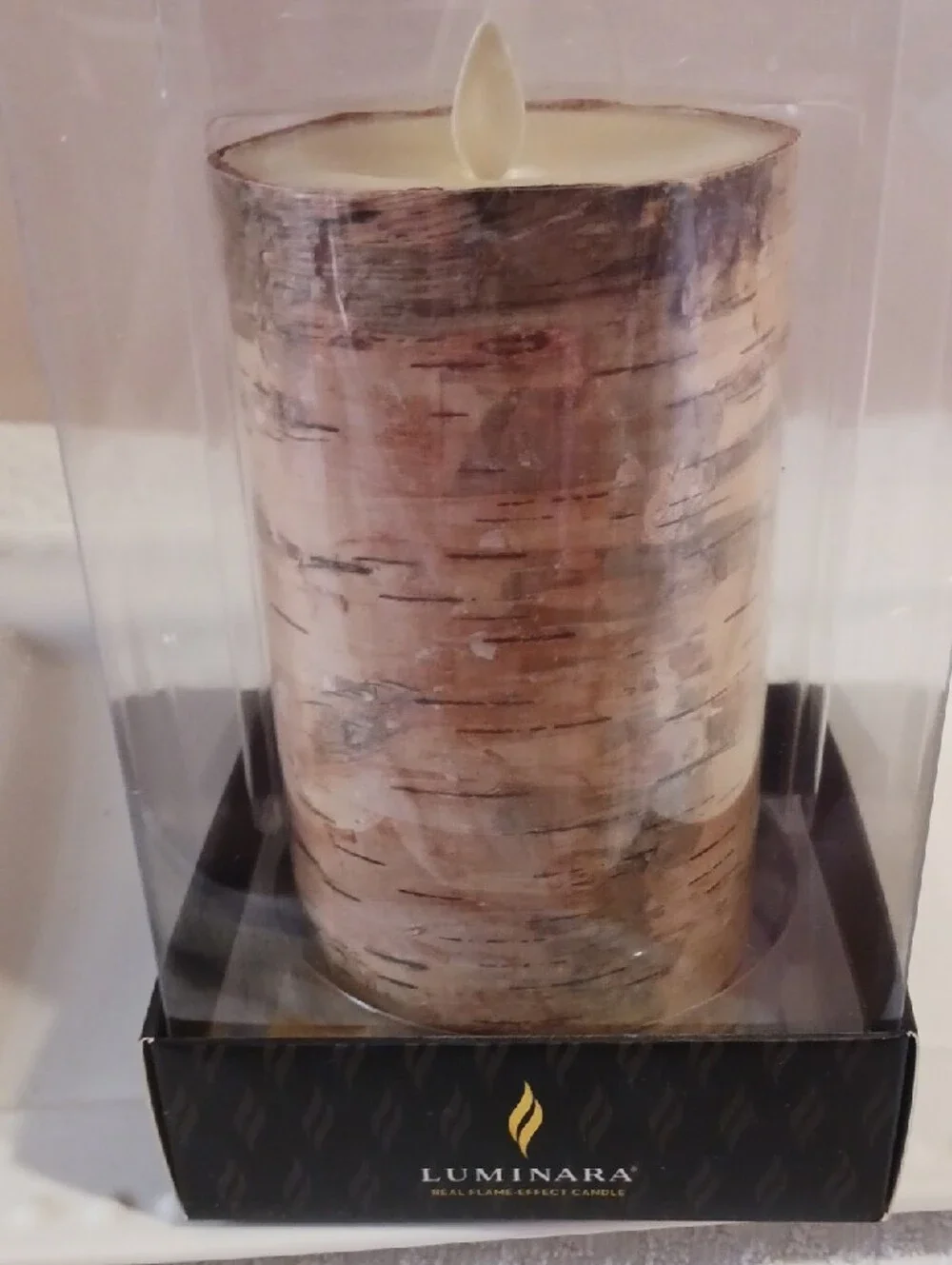 Gorgeous! LUMINARA Birch Bark LED Flameless Candle - Cream & Brown
